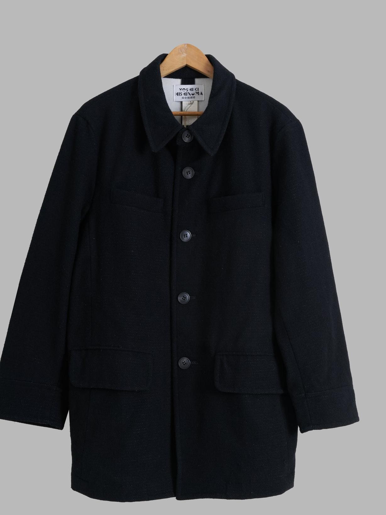 black　button　Yoshiki　poly　Homme　Hishinuma　wool　bonded　coat　size　S