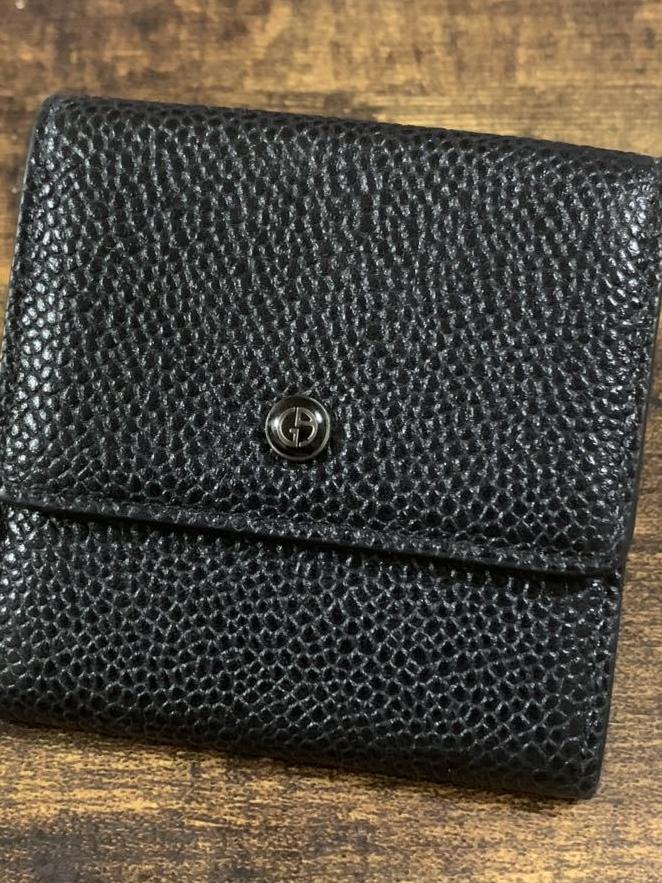 ブラック　ヤフオク落札価格検索　の落札情報詳細　Armani　Giorgio　黒色　B98059◇　コインケース　小銭入れ　ジョリジオアルマーニ　本革レザー　オークフリー